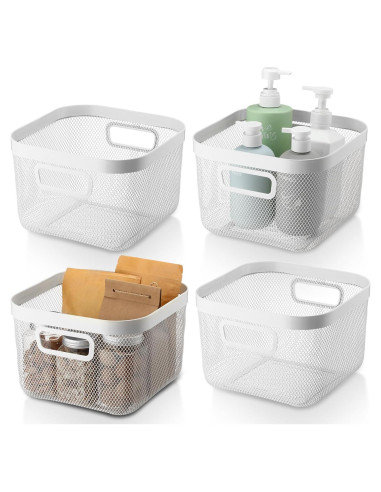 Cestas de Malla Metálica MorningRo 4 Piezas 24.5x24.5x17.5 cm