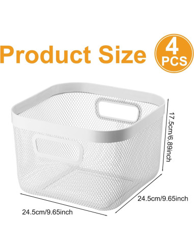 Cestas de Malla Metálica MorningRo 4 Piezas 24.5x24.5x17.5 cm