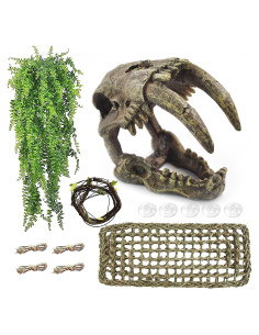 Decoración para Terrario MUYG - Calavera y Hamaca para Reptiles