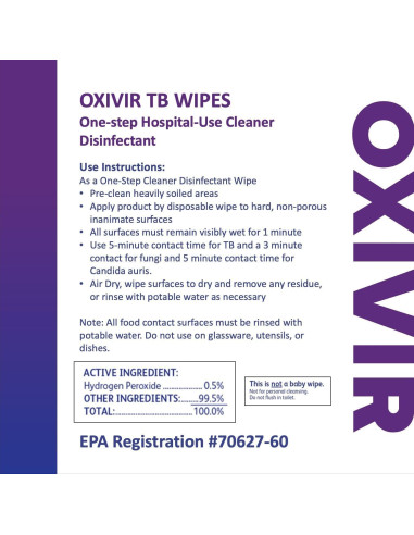 Toallitas Desinfectantes Diversey Oxivir 60 Cuentas 17.78x20.32 cm