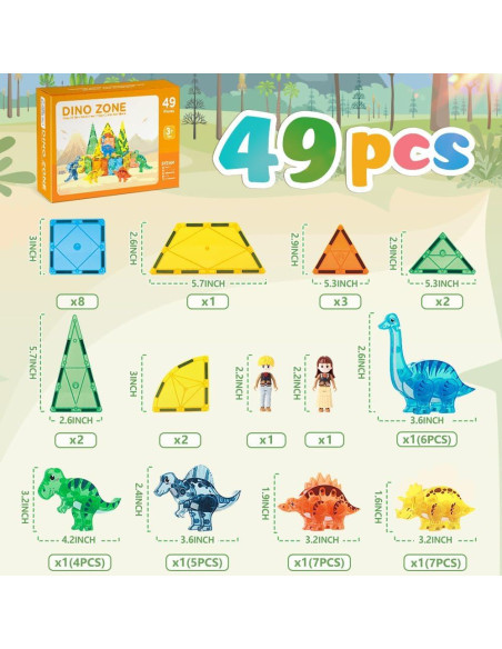 Azulejos Magnéticos de Dinosaurio BENOKER 32.77x19.99cm 3D STEM