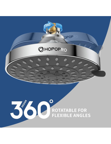 Cabezal de Ducha HOPOPRO Alta Presión 15.24 cm 5 Modos Cromo