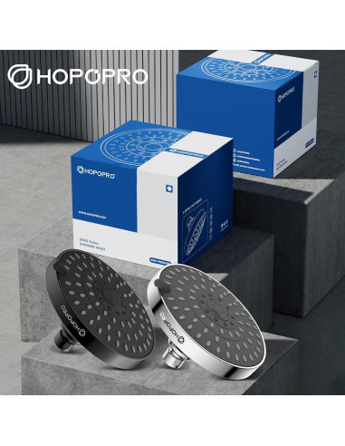 Cabezal de Ducha HOPOPRO Alta Presión 15.24 cm 5 Modos Cromo