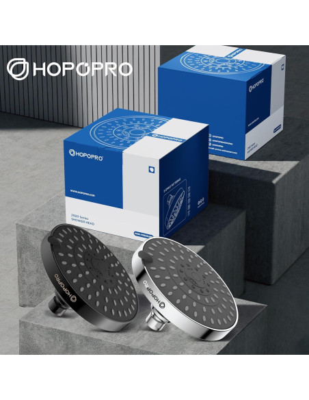 Cabezal de Ducha HOPOPRO Alta Presión 15.24 cm 5 Modos Cromo