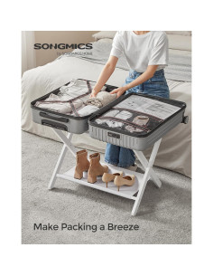 Soporte para Equipaje Plegable SONGMICS Blanco Clásico 60 kg 2