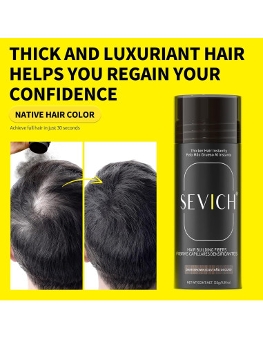 Fibra Capilar SEVICH 25g Marrón Medio - Aplicador Spray Unisex