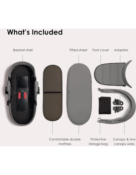 Cuna Babyzen YOYO 0+ Gris - Colchón Doble y Capota UV