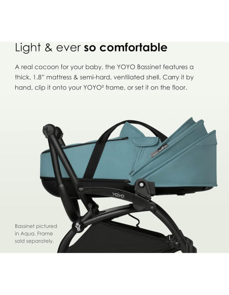 Cuna Babyzen YOYO 0+ Gris - Colchón Doble y Capota UV