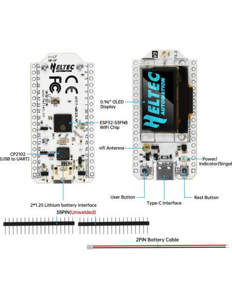 Módulo ESP32 LoRa Aideepen con Pantalla OLED 0.96" y Bluetooth