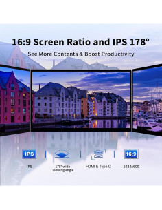 Monitor HMTECH 7" HDMI 1024x600 IPS para Raspberry Pi 2