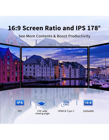 Monitor HMTECH 7" HDMI 1024x600 IPS para Raspberry Pi