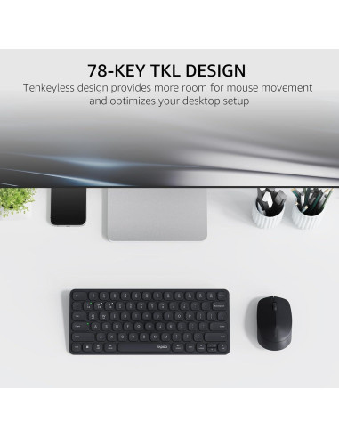 Combo Teclado y Ratón Inalámbrico Rapoo 9010M, Bluetooth 5.0, 4 Dispositivos