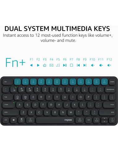 Combo Teclado y Ratón Inalámbrico Rapoo 9010M, Bluetooth 5.0, 4 Dispositivos