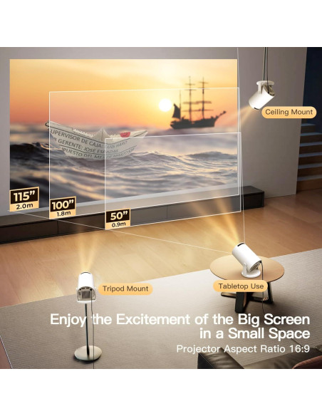 Mini Proyector WEMI OptiBarrel 500 Full HD 1080P Wi-Fi 6 Bluetooth 5.4