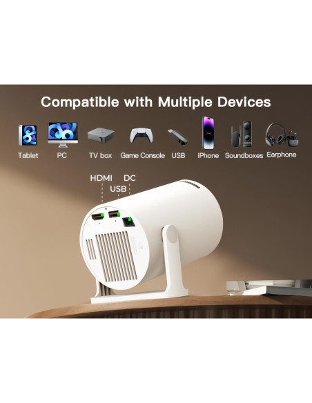 Mini Proyector WEMI OptiBarrel 500 Full HD 1080P Wi-Fi 6 Bluetooth 5.4