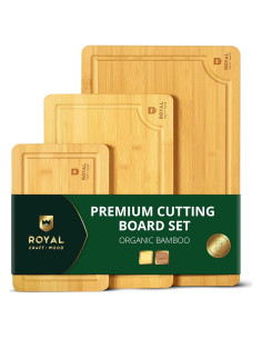 Juego de Tablas de Cortar de Bambú Royal Craft Wood 3 Piezas
