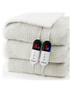Manta Eléctrica Calentada Reina Blunique Waffle 84x90 cm Beige