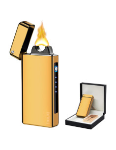 Encendedor Eléctrico de Plasma TIKIUKI Dorado a Prueba de Viento