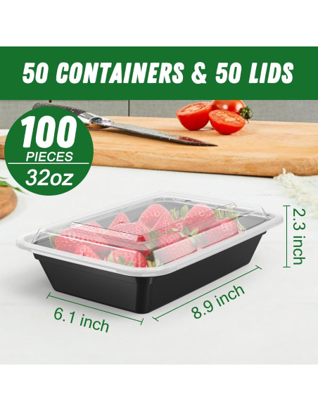 Contenedores de Comida Reutilizables Dealusy 32 oz - Paquete de 50