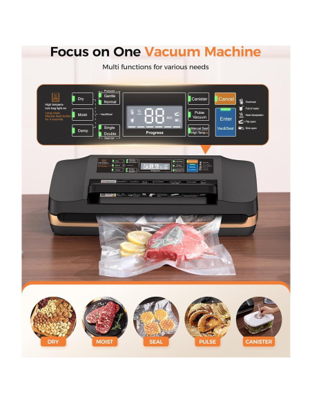 Máquina de Sellado al Vacío QIQIAOB SV608 130W Doble Sellado