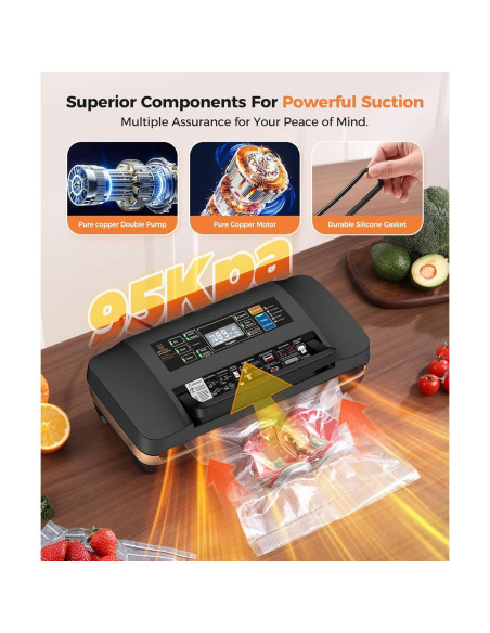 Máquina de Sellado al Vacío QIQIAOB SV608 130W Doble Sellado