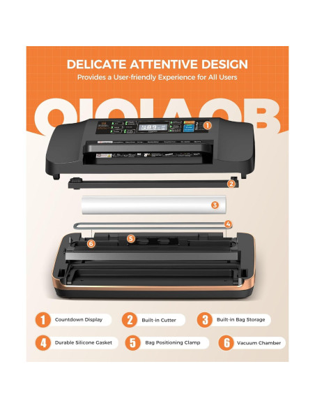 Máquina de Sellado al Vacío QIQIAOB SV608 130W Doble Sellado