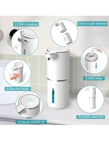 Dispensador de Jabón Automático YNESOER 400ml Espuma Ajustable