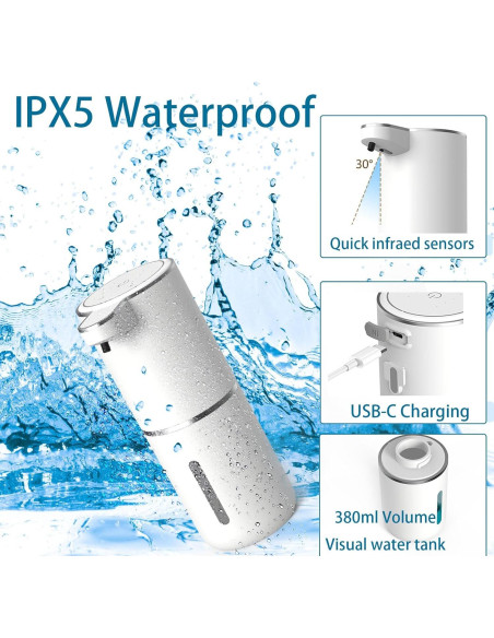 Dispensador de Jabón Automático YNESOER 400ml Espuma Ajustable