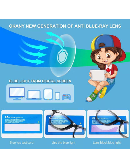 Gafas Anti Luz Azul Okany para Niños 3 Paquetes 3-10 Años