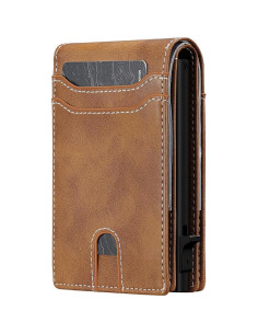 Cartera Inteligente Furid para Hombres - Minimalista, Cuero Marrón 2