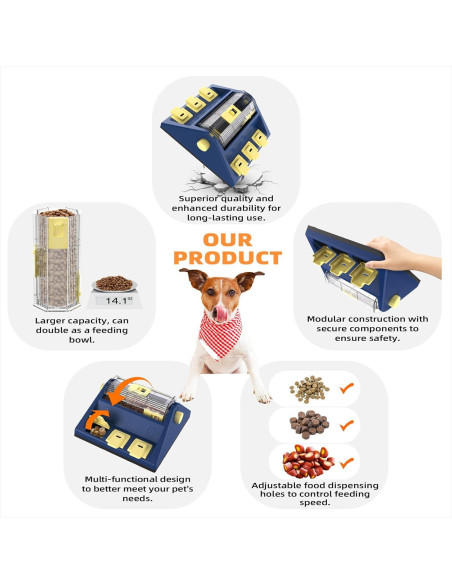 Juguete de Rompecabezas para Perros KADTC 2 en 1 Azul 30x26cm