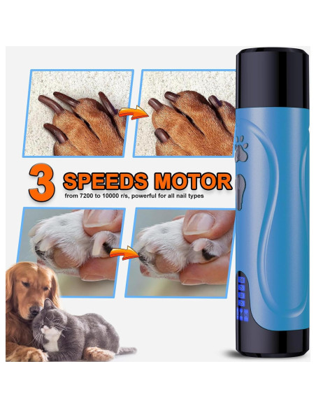 Amoladora de Uñas para Perros YABIFE NLQ-P007 Recargable 3 Velocidades