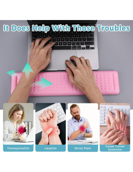 Reposamuñecas Ergonómico Aelfox Lux Rosa, Espuma Viscoelástica