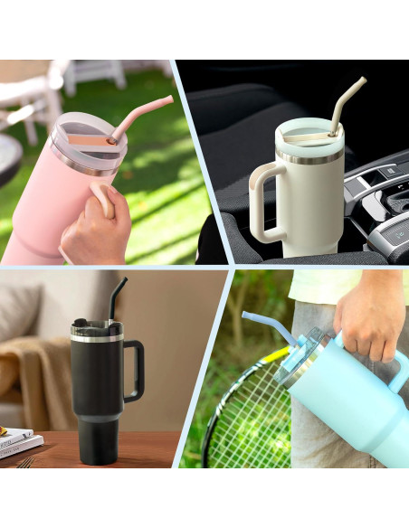 Popotes de Metal Reutilizables Prurex 40oz con Puntas de Silicona