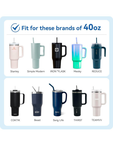 Popotes de Metal Reutilizables Prurex 40oz con Puntas de Silicona