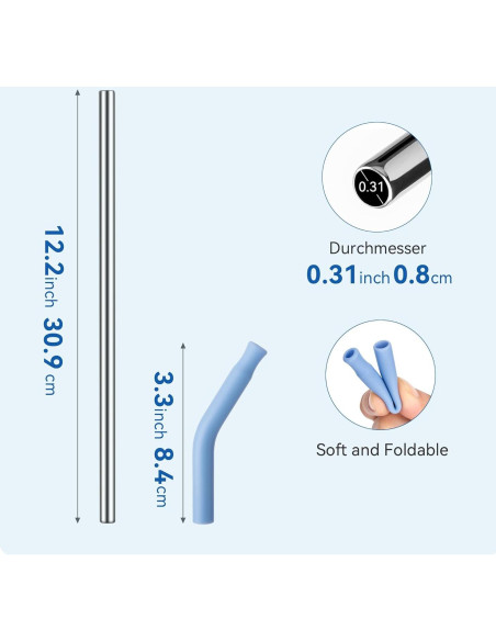 Popotes de Metal Reutilizables Prurex 40oz con Puntas de Silicona