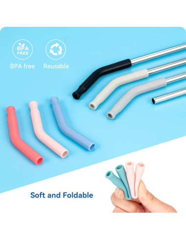 Popotes de Metal Reutilizables Prurex 40oz con Puntas de Silicona