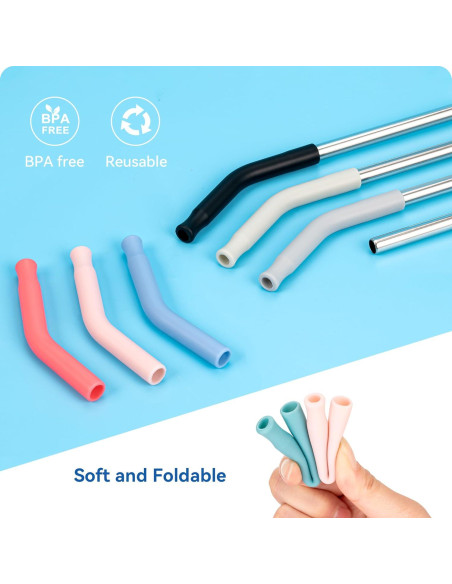 Popotes de Metal Reutilizables Prurex 40oz con Puntas de Silicona