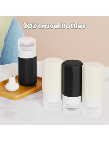 Botellas de Viaje Silicona Ruinovate 59 ml 4 Piezas Negro