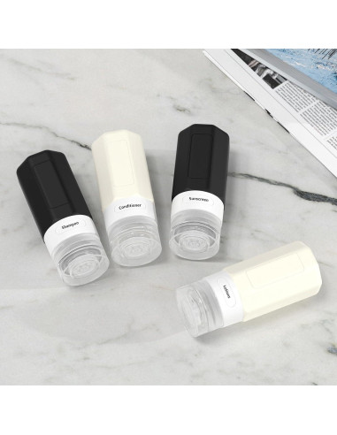 Botellas de Viaje Silicona Ruinovate 59 ml 4 Piezas Negro