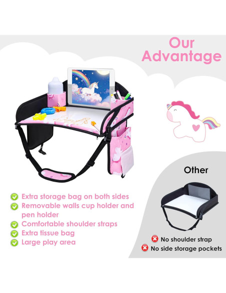 Bandeja de Viaje para Niños WENRENER Rosa Oscuro 43x34cm