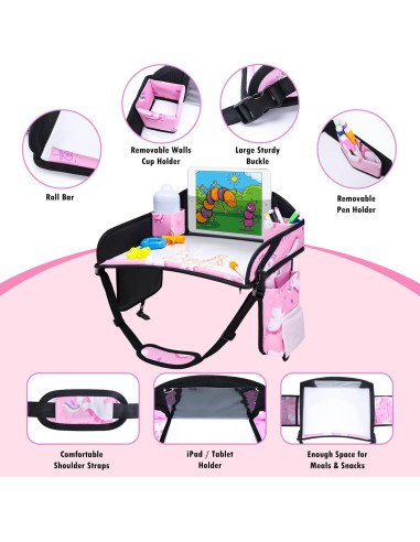 Bandeja de Viaje para Niños WENRENER Rosa Oscuro 43x34cm