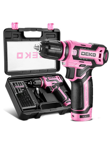Taladro Inalámbrico DEKOPRO 12V Rosa 800RPM con Accesorios