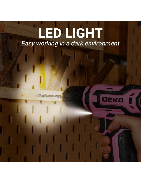 Taladro Inalámbrico DEKOPRO 12V Rosa 800RPM con Accesorios