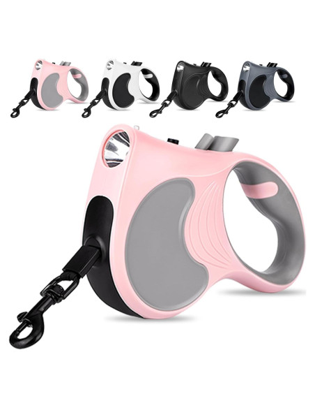 Correa de Perro Retráctil Makife 5m con Linterna LED Rosa