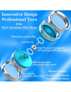 Yoyo Profesional YOYOSTUDIO X032A Azul con Anillos de Aluminio 2