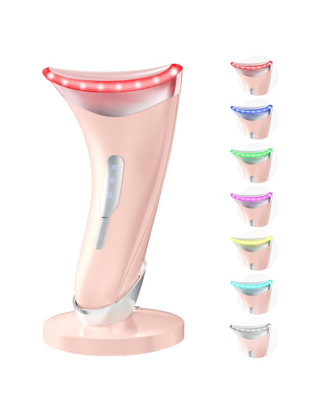 Masajeador Facial LED 7 Colores Baihui MJ-400 Rosa