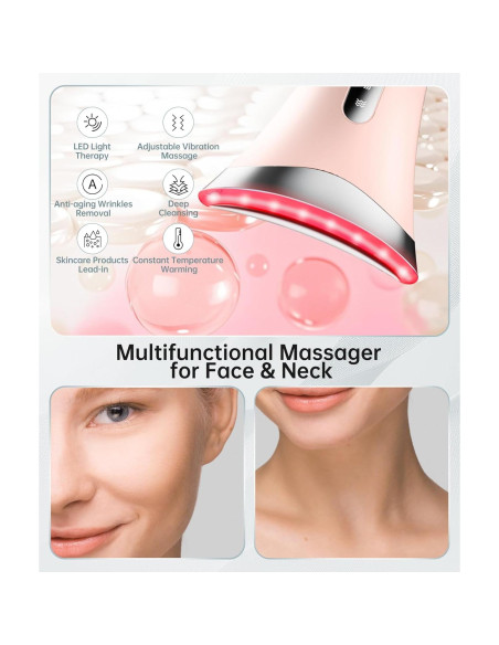 Masajeador Facial LED 7 Colores Baihui MJ-400 Rosa