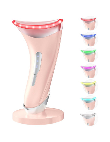 Masajeador Facial LED 7 Colores Baihui MJ-400 Rosa