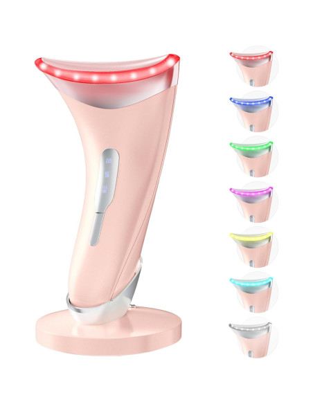 Masajeador Facial LED 7 Colores Baihui MJ-400 Rosa